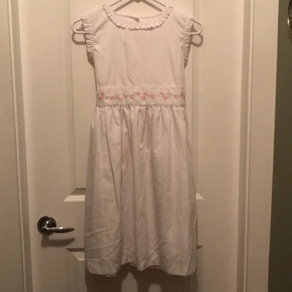 White Dress wth embroidered flowers